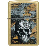Zippo Floral Skull Lighter Street Brass Collector Edition - Windproof Refillable Brass Gift For Gothic Fans by Zippo