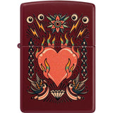 Zippo Tattoo Heart Design Lighter - Merlot Finish Boxed Gift for Tattoo Lovers and Collectors by Zippo