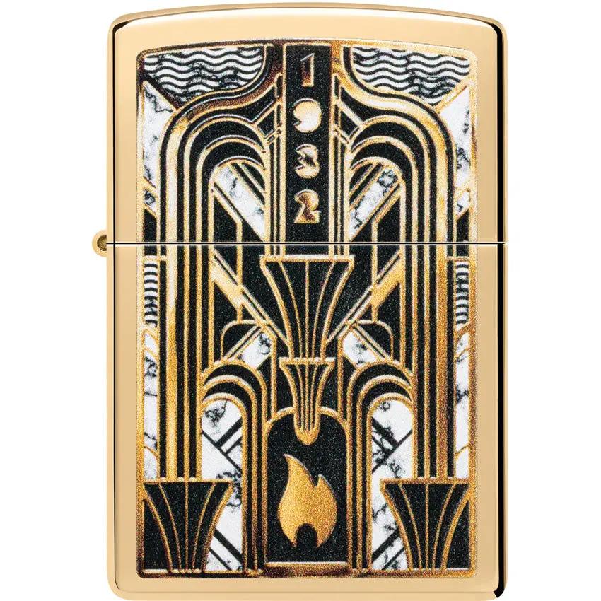 Zippo Art Deco Flame Lighter Premium Brass Collectible Gift Boxed For Collectors by Zippo