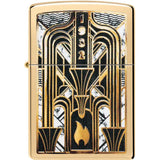 Zippo Art Deco Flame Lighter Premium Brass Collectible Gift Boxed For Collectors by Zippo