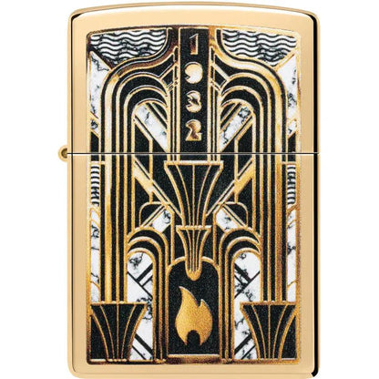 Zippo Art Deco Flame Lighter Premium Brass Collectible Gift Boxed For Collectors by Zippo