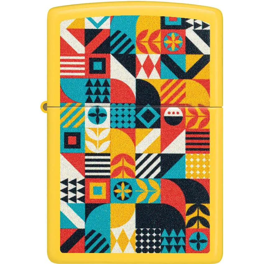 Zippo Barn Quilt Lighter - Bright Yellow Pocket Lighter With Rustic Barn Quilt Motif For Collectors by Zippo