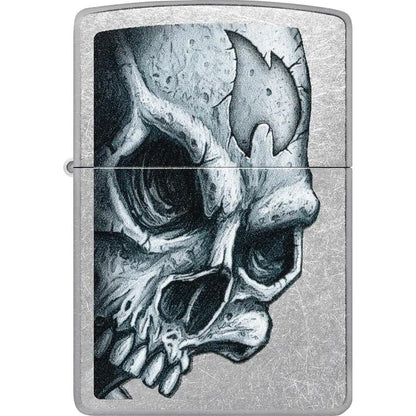 Zippo Skull Flame Lighter - Street Chrome Finish Collectible For Everyday Carry Enthusiasts by Zippo
