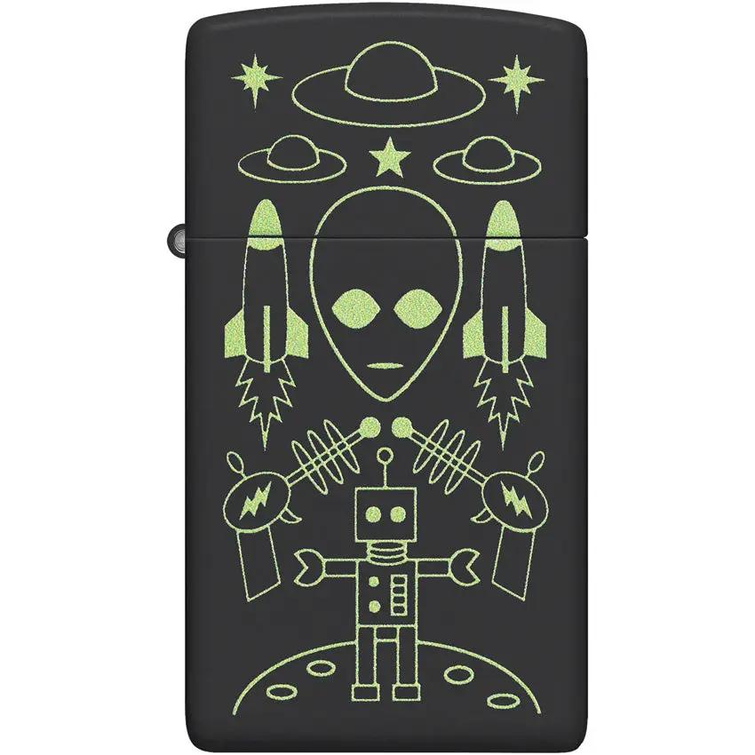 Zippo Alien Invasion Lighter - Black Matte Windproof Pocket Lighter For Sci Fi Fans by Zippo