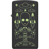 Zippo Alien Invasion Lighter - Black Matte Windproof Pocket Lighter For Sci Fi Fans by Zippo