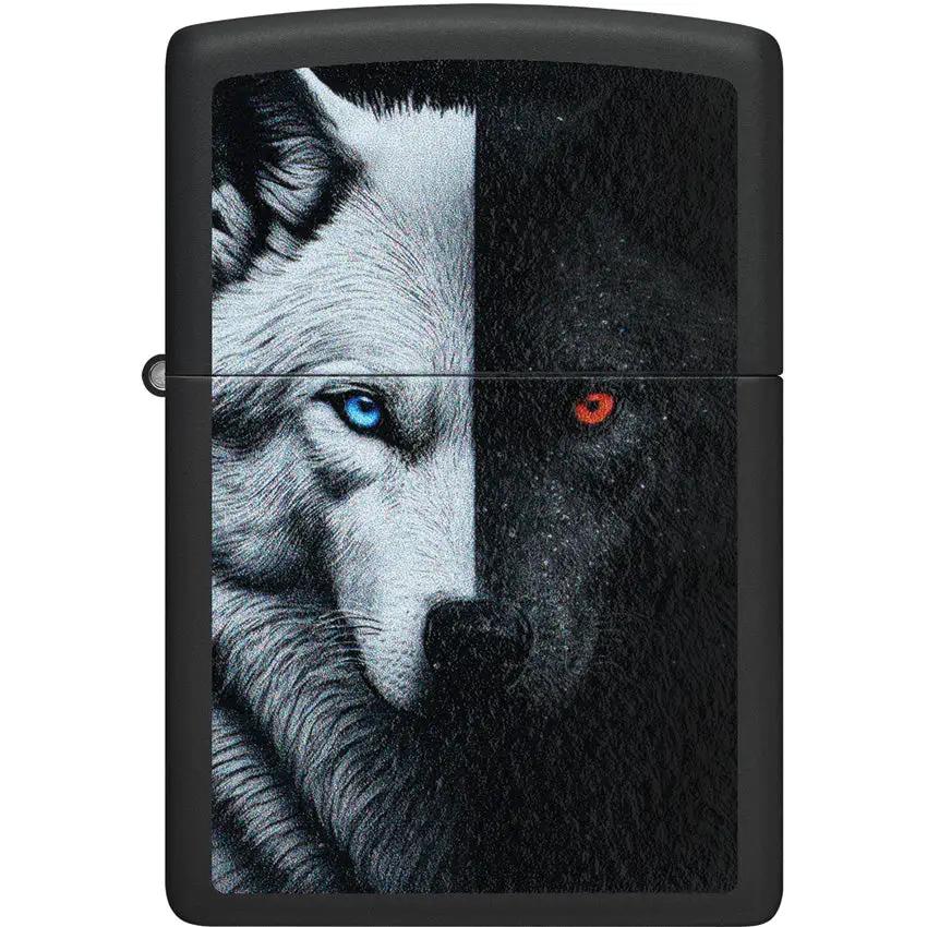 Zippo Two Wolves Lighter - Black Matte Finish, Collectible Gift For Outdoorsmen And Wolf Lovers by Zippo