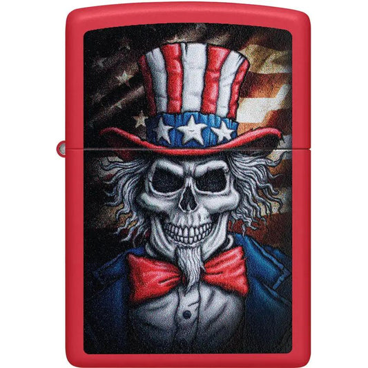 Zippo Uncle Skull Lighter 46696 Red Matte Finish - Bold Collector and EDC Gift Ready by Zippo