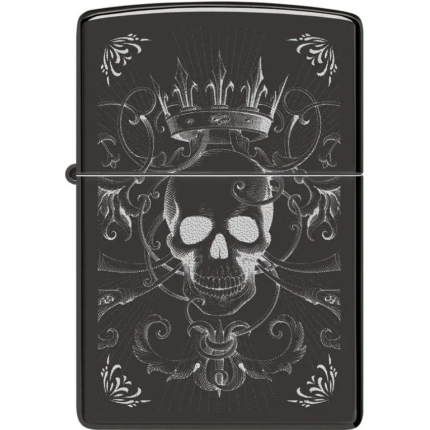 Zippo Royal Skull Lighter - High Polish Black Ice Finish For Collectors And Enthusiasts by Zippo