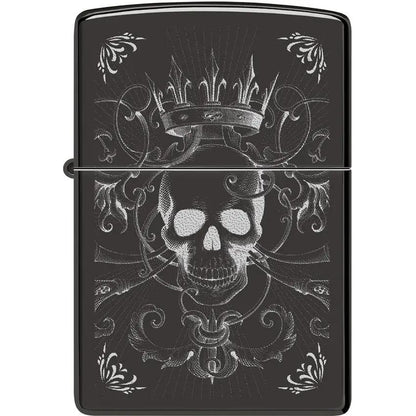 Zippo Royal Skull Lighter - High Polish Black Ice Finish For Collectors And Enthusiasts by Zippo