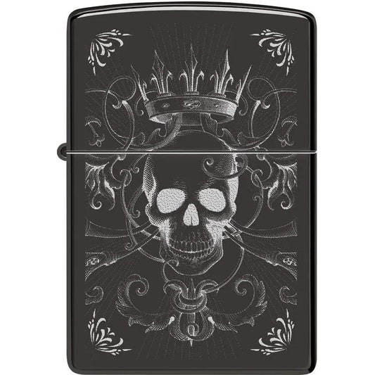 Zippo Royal Skull Lighter - High Polish Black Ice Finish For Collectors And Enthusiasts by Zippo