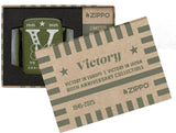 Zippo VE VJ Day Lighter 46949 1941 Replica With Green Crackle Finish All Steel Collectors Item by Zippo