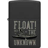 Zippo Float The Unknown Design 48566 Lighter - Black Matte Finish For Collectors And Outdoors Enthusiasts by Zippo