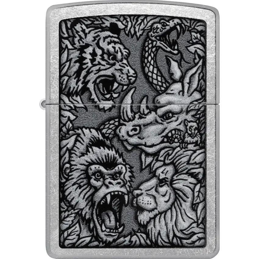Zippo Jungle Design Lighter Street Chrome 48567 - Bold Jungle Motif For Outdoors And Collectors by Zippo