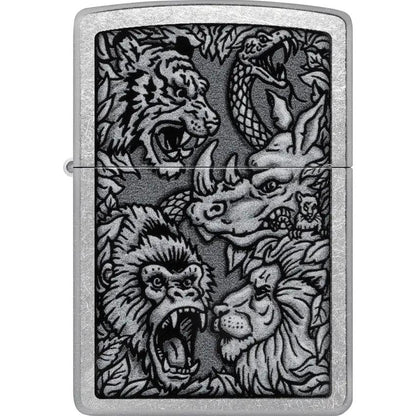 Zippo Jungle Design Lighter Street Chrome 48567 - Bold Jungle Motif For Outdoors And Collectors by Zippo