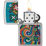 Zippo Flower Power Design Lighter - Street Chrome Finish Gift Boxed for Collectors by Zippo