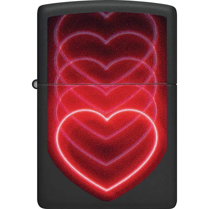 Zippo Hearts Design Lighter Black Matte Finish Boxed Gift For Him Premium Collectors by Zippo