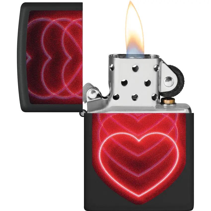 Zippo Hearts Design Lighter Black Matte Finish Boxed Gift For Him Premium Collectors by Zippo
