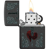 Zippo Heart Dagger Tattoo Lighter - Black Crackle Finish Boxed Gift Ready For Tattoo Lovers by Zippo