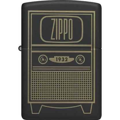 Zippo Vintage TV Design Lighter - Black Matte Finish Collectors Gift for Retro Enthusiasts by Zippo