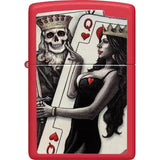 Zippo Skull King Queen Design Lighter - Red Matte Finish Boxed Gift For Collectors by Zippo