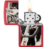 Zippo Skull King Queen Design Lighter - Red Matte Finish Boxed Gift For Collectors by Zippo