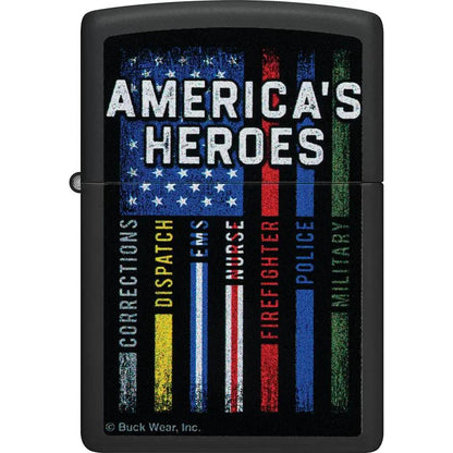 Zippo BuckMark Americas Heroes Lighter Boxed - Collectible Black Matte Finish For Gun Enthusiasts by Zippo