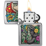 Zippo Freaky Nature Lighter - Brushed Chrome Finish Authentic Gift For Collectors And Outdoor Enthusiasts by Zippo