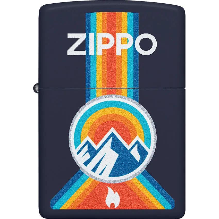 Zippo Outdoor Logo Navy Matte Lighter 48639 - Durable Outdoor Essential For Campers by Zippo