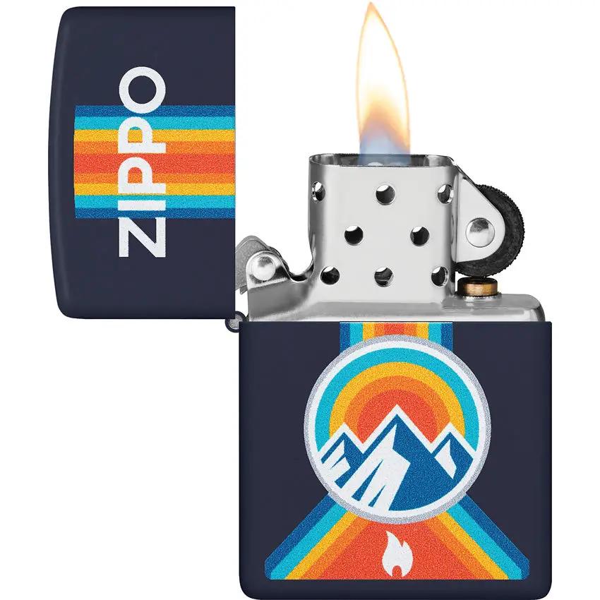 Zippo Outdoor Logo Navy Matte Lighter 48639 - Durable Outdoor Essential For Campers by Zippo