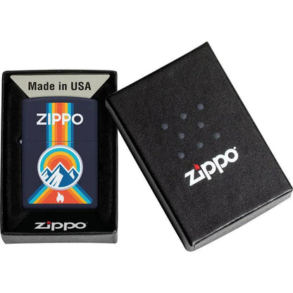 Zippo Outdoor Logo Navy Matte Lighter 48639 - Durable Outdoor Essential For Campers by Zippo