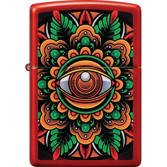 Zippo Counter Culture Eye Lighter - Metallic Red Finish For Collectors And Gift Ready by Zippo