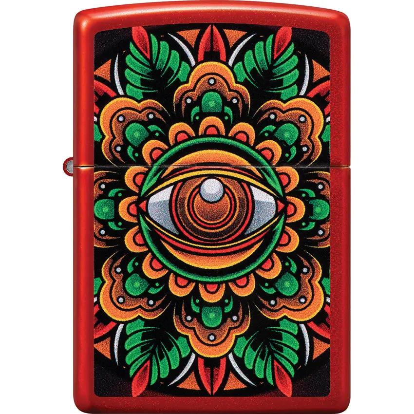 Zippo Counter Culture Eye Lighter - Metallic Red Finish For Collectors And Gift Ready by Zippo