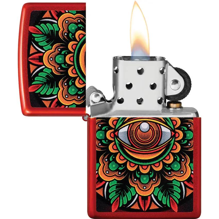 Zippo Counter Culture Eye Lighter - Metallic Red Finish For Collectors And Gift Ready by Zippo