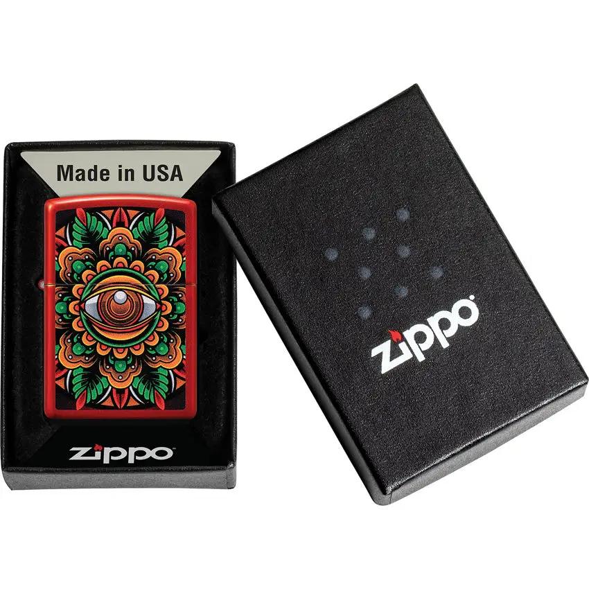 Zippo Counter Culture Eye Lighter - Metallic Red Finish For Collectors And Gift Ready by Zippo
