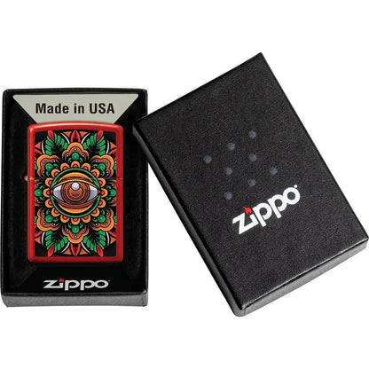 Zippo Counter Culture Eye Lighter - Metallic Red Finish For Collectors And Gift Ready by Zippo