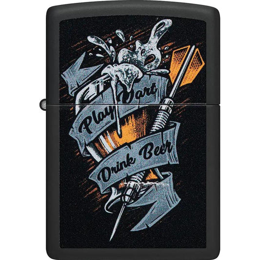 Zippo Darts Design Lighter - Black Matte Finish, Portable 2.25 Inch Gift for Dart Lovers and Collectors by Zippo