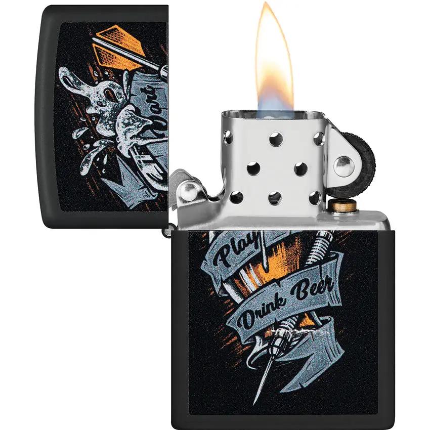 Zippo Darts Design Lighter - Black Matte Finish, Portable 2.25 Inch Gift for Dart Lovers and Collectors by Zippo
