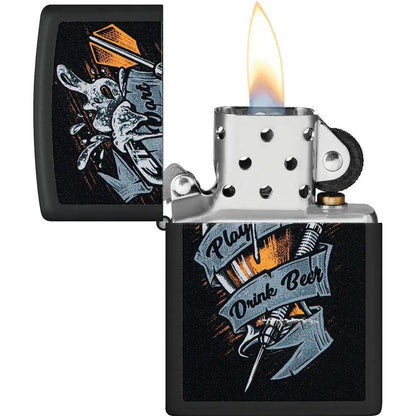 Zippo Darts Design Lighter - Black Matte Finish, Portable 2.25 Inch Gift for Dart Lovers and Collectors by Zippo