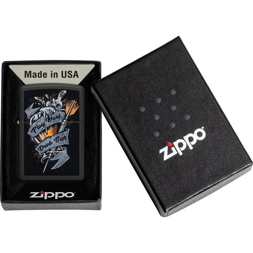Zippo Darts Design Lighter - Black Matte Finish, Portable 2.25 Inch Gift for Dart Lovers and Collectors by Zippo