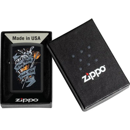 Zippo Darts Design Lighter - Black Matte Finish, Portable 2.25 Inch Gift for Dart Lovers and Collectors by Zippo