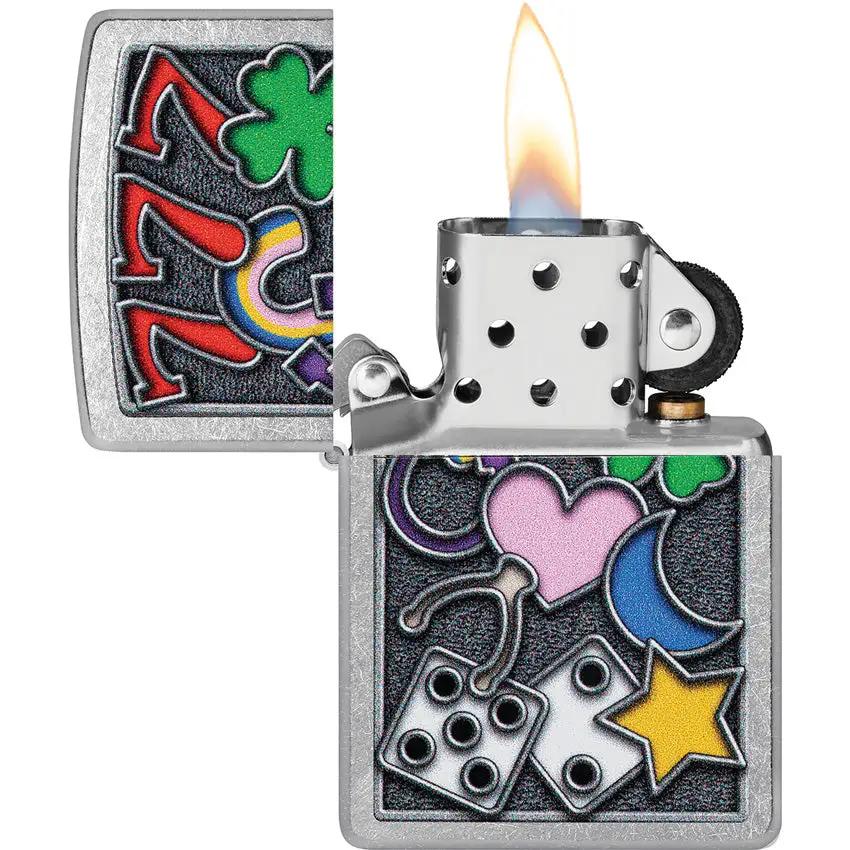 Zippo All Luck Lighter 48682 - Street Chrome Finish Gift Boxed For Collectors And Smokers by Zippo