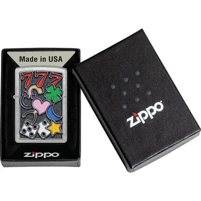 Zippo All Luck Lighter 48682 - Street Chrome Finish Gift Boxed For Collectors And Smokers by Zippo