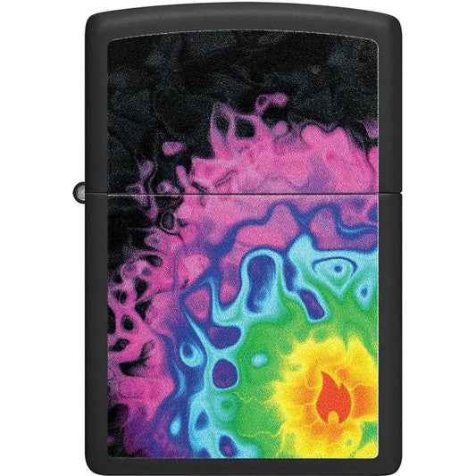 Zippo Flame Pattern Lighter Black Matte - Compact And Reliable For Collectors And Outdoor Enthusiasts by Zippo
