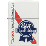 Zippo Pabst Blue Ribbon Lighter - White Matte Finish Licensed Collectible for Beer Fans by Zippo