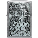 Zippo Dragon Design Lighter - Brushed Chrome Finish for Collectors and Gift Givers by Zippo