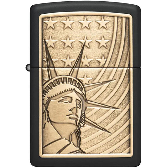 Zippo Lighter Lady Liberty Emblem Black Matte Boxed Gift - A Timeless Patriotic Collectible by Zippo