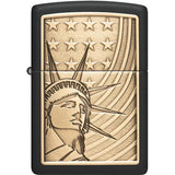 Zippo Lighter Lady Liberty Emblem Black Matte Boxed Gift - A Timeless Patriotic Collectible by Zippo