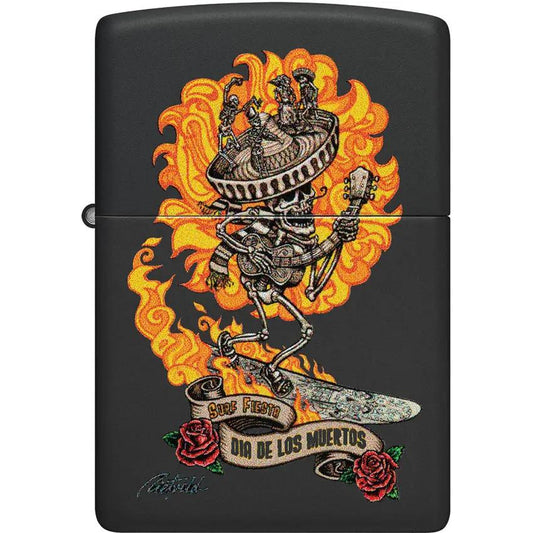 Zippo Rick Rietveld Skull Lighter - Black Matte Finish, Boxed Gift For Collectors And Gothic Fans by Zippo