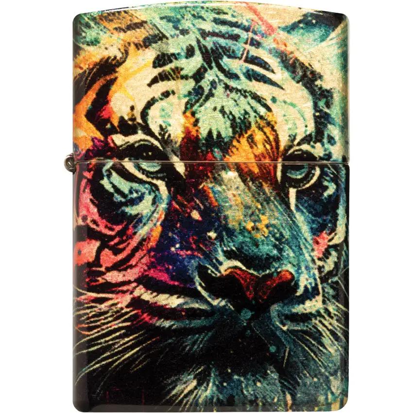 Zippo Painted Tiger Lighter 46145 - Brass Construction With 540 Fusion Process Premium Boxed Gift For Collectors by Zippo