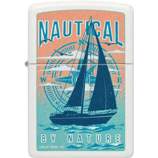 Zippo Buck Wear Nautical Lighter - White Matte Finish For Everyday Carry And Maritime Style by Zippo